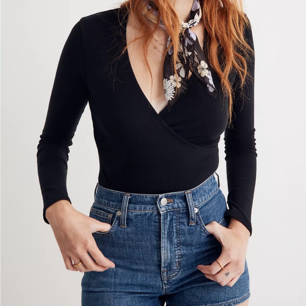 Madewell Black Body Suit, Size Medium